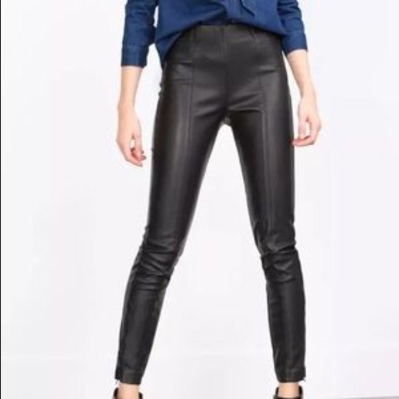 zara leather leggings with zips for 